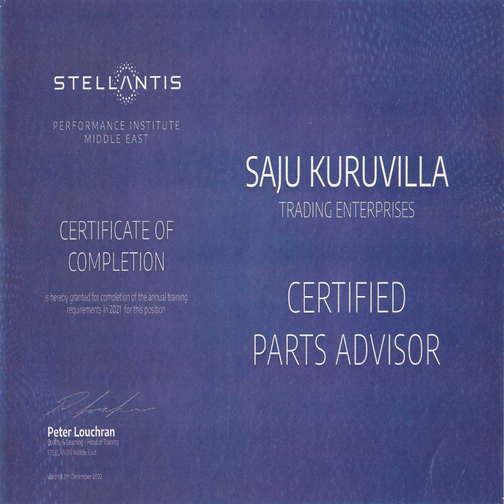 certified parts advisor